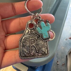 Silver and Turquoise Keychain Set